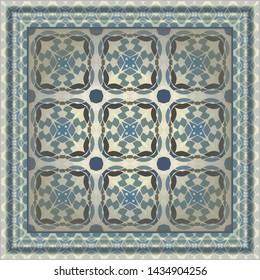 Vintage background with geometric and floral elements. Retro wallpaper pattern, scarf design. 