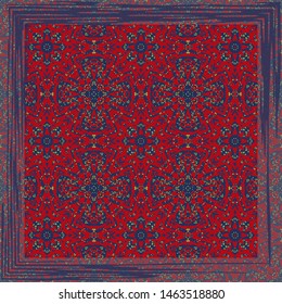 Vintage background with geometric and floral elements. Retro wallpaper pattern and square frame.