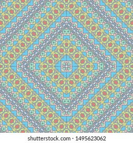 Vintage background with geometric and floral elements. Retro seamless wallpaper pattern 