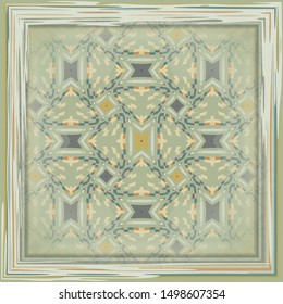 Vintage background with geometric and floral elements. Retro wallpaper pattern. Scarf design. 