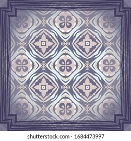 Fondo vintage con elementos geométricos l. Patrón vectorial en violeta y rosa. Marco.