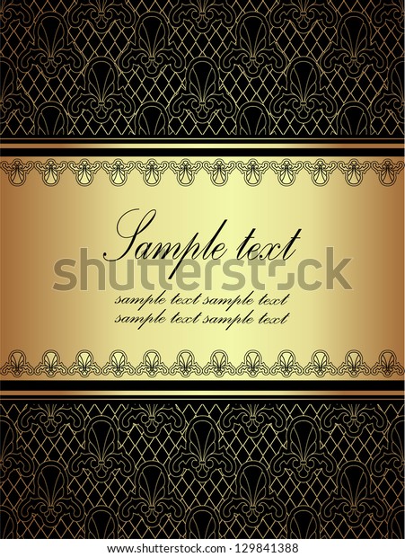 Vintage background with gold luxury\
ornament on black pattern. Vector\
illustration.