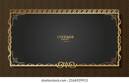 vintage background with gold patterned ornament frame, vector illustration