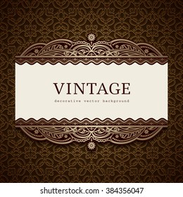 Vintage background, gold vector frame, divider, header, greeting card or invitation template