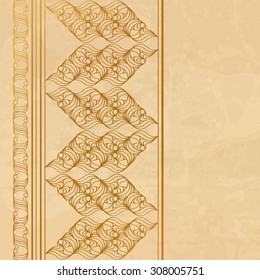 Vintage background with a golden border. There is a seamless border in the brush palette 