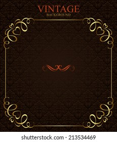 Vintage background with golden  frame