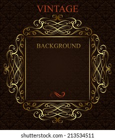 Vintage background with golden  frame