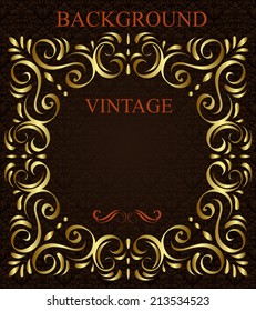 Vintage background with golden  frame