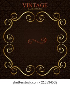 Vintage background with golden  frame