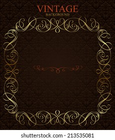 Vintage background with golden  frame