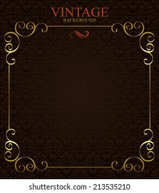 Vintage background with golden  frame