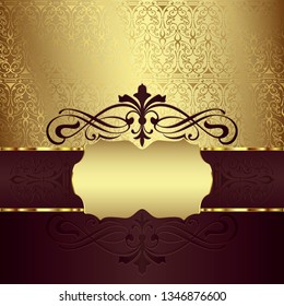 Vintage background with golden lace ornaments and art deco floral decorative elements