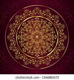 Vintage background with golden lace ornaments and art deco floral decorative elements
