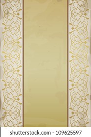 vintage background with golden pattern and grunge texture