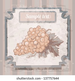 Vintage background with grape - vector