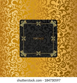 Vintage background, greeting card, invitation with vintage frame, abstract floral pattern template for design 