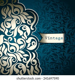 Vintage background, greeting card, invitation with lace ornament, abstract floral pattern template for design 