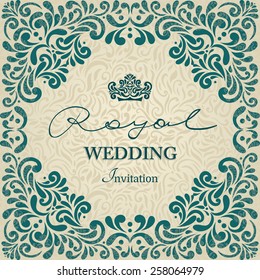 Vintage background, greeting card, invitation with lace ornament, abstract floral pattern template for wedding etc. design