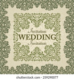 Vintage background, greeting card, invitation with lace ornament, abstract floral pattern template for wedding etc. design