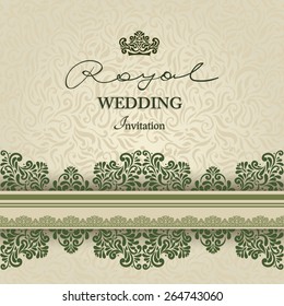 Vintage background, greeting card, invitation with lace ornament, abstract floral pattern template for wedding etc. design