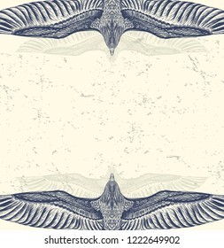 Vintage background with grey and blue back of bald eagles.