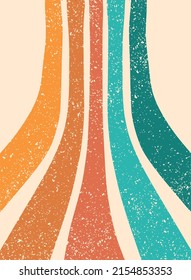 Vintage background, groovy retro print with textured stripes. Wallpaper, poster, print, template, card, etc. EPS 10