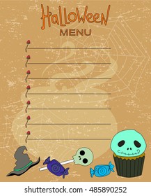 Vintage background Halloween menu