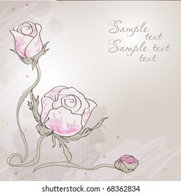 Vintage background with hand drawn roses