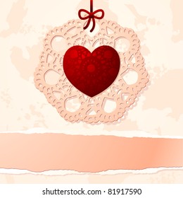 Vintage background with heart and copy space, vector