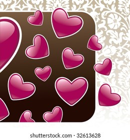 Antecedentes vintage con corazones. Ilustración vectorial.