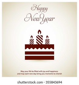 Vintage background with Icon Happy new year typography and Birthday Cake Icon - 2016 Happy New Year wallpaper Background