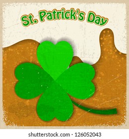 Vintage background with the image of clover St. Patrick's Day