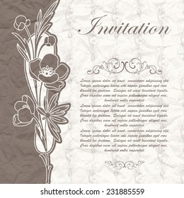 Vintage background for the invitation with flowers