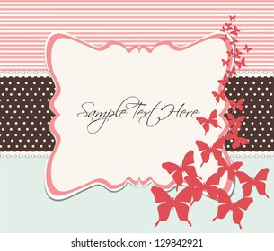 Vintage background, invitation and greeting card with butterflies