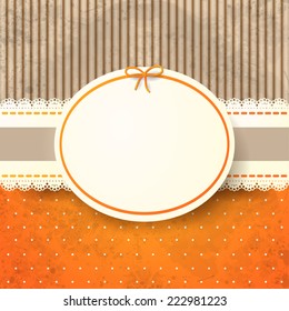 Vintage background with label, in orange. Vector eps 10