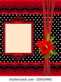 Vintage background with lace ornaments and flowers. Vector