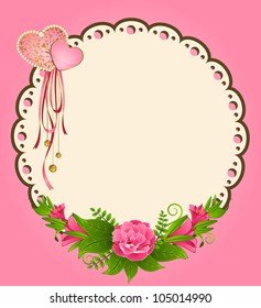 Vintage background with lace ornaments and flowers. Vector