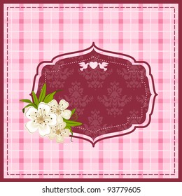 Vintage background with lace ornaments and flowers. Vector