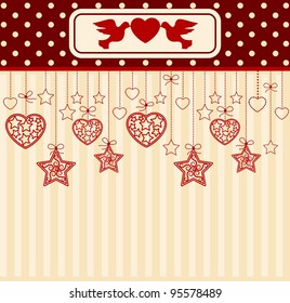 Vintage background with lace ornaments for Valentine's Day. Vector