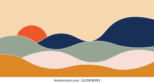 Vintage background with landscape, abstract mountains, suitable for your design templates such as posters, banners, book covers. Vector illustration eps10