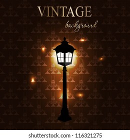 Vintage background with lantern vector illustration