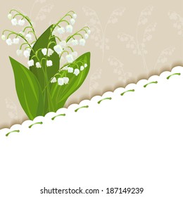vintage background with lilies of the valley. vector illustration