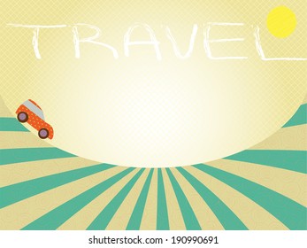 vintage background with little car 