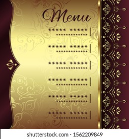 Vintage background mandala card with golden lace ornaments and art deco floral decorative elements