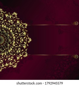 Tarjeta de reloj de Mandala de fondo vintage con adornos de encaje dorado y elementos decorativos florales art deco