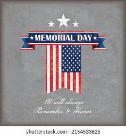 Vintage Background Memorial Day Flag USA