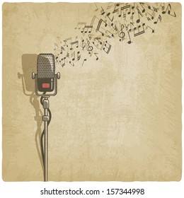 Vintage background with microphone - vector illustration