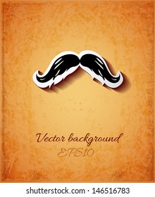 Vintage background with moustache and place for your text. Old paper texture. Vector illustration.
