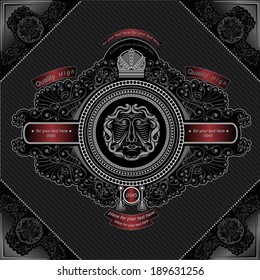vintage background with old label man face
