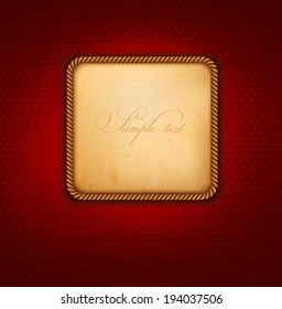 Vintage background with old paper and red wall. Vector illustration